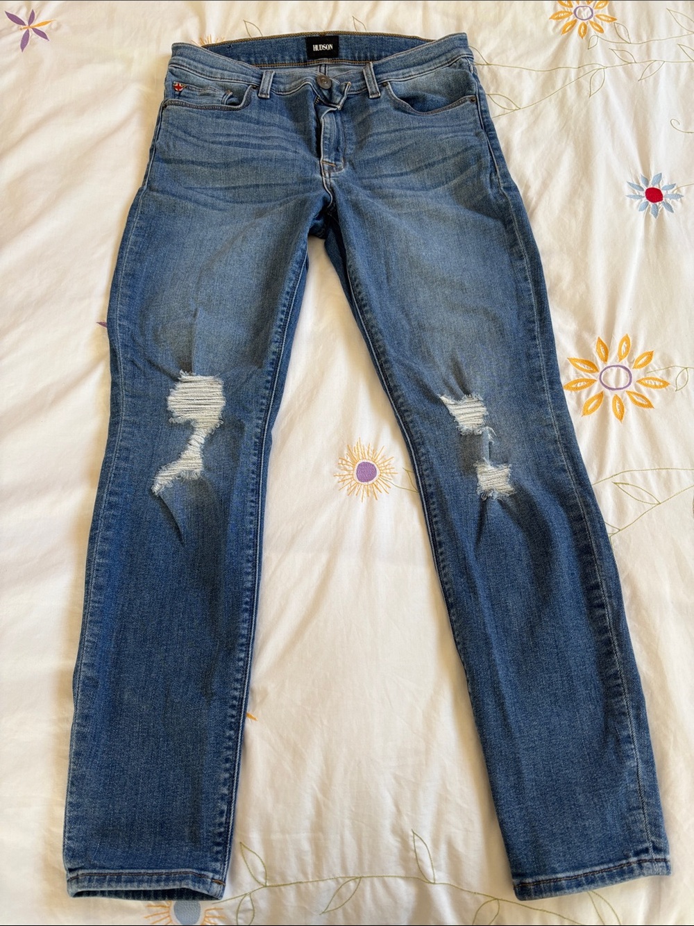 Hudson Jeans Ankle Blue Ripped Skinny Jeans